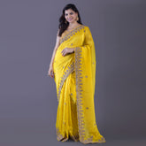 Silk tissue with Zardosi and Moti work