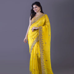 Silk tissue with Zardosi and Moti work