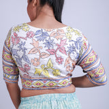 Silk with kantha Work