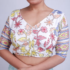 Silk with kantha Work