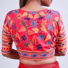 Silk with kantha Work