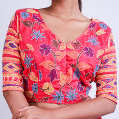 Silk with kantha Work