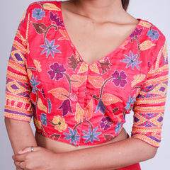 Silk with kantha Work