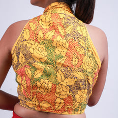 Silk with kantha Work