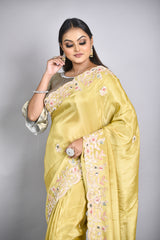 Yellow Tissue Organza Saree