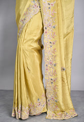 Yellow Tissue Organza Saree