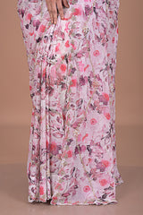 Printed georgette with Hand embroidery