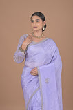 Crepe silk with embroidered border heavy blouse