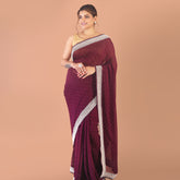 georgette with cutdana and pearly border work