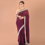 georgette with cutdana and pearly border work