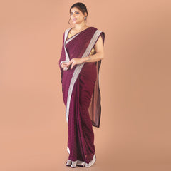 georgette with cutdana and pearly border work