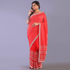 Silk tissue saree cut dana and zardosi work