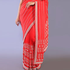 Silk tissue saree cut dana and zardosi work