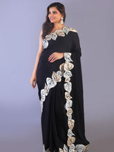 Crepe silk with patch embroidery