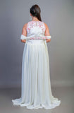 Satin gown with hand embroidery