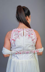 Satin gown with hand embroidery