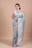 Tissue saree with machine embroidery