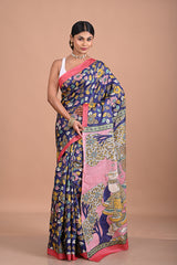 Tusser Kalamkari with hand embroidery