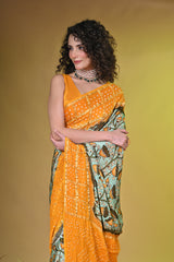 Bandhini with Kalamkari