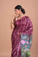 Tusser Leheriya with Pichwai in cutwork