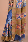 Tusser kalamkari with French knot and kantha work