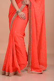 Georgette saree with Gold work border