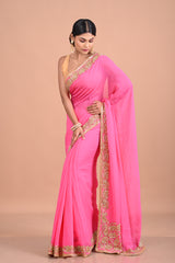 Pink Georgette with cutdana work