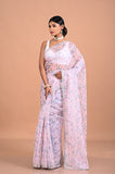 Printed georgette with Hand embroidered border