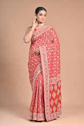 Khadi Georgette Saree with Hand Embroidery