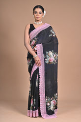 Georgette Printed Saree with Lace Border