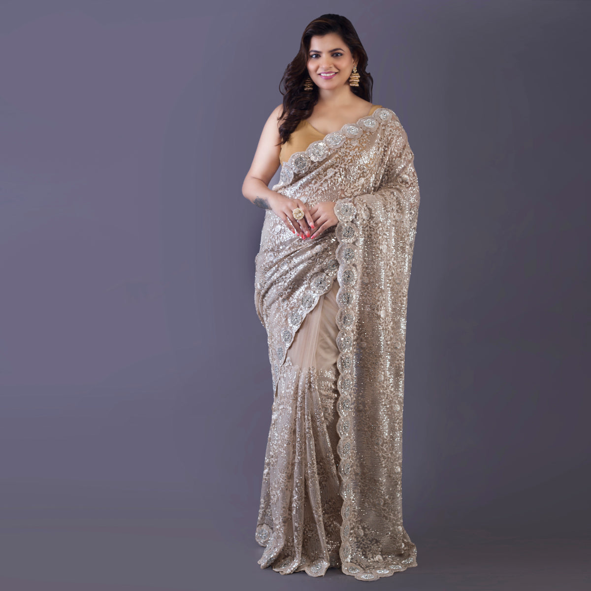chantily lace saree Main image