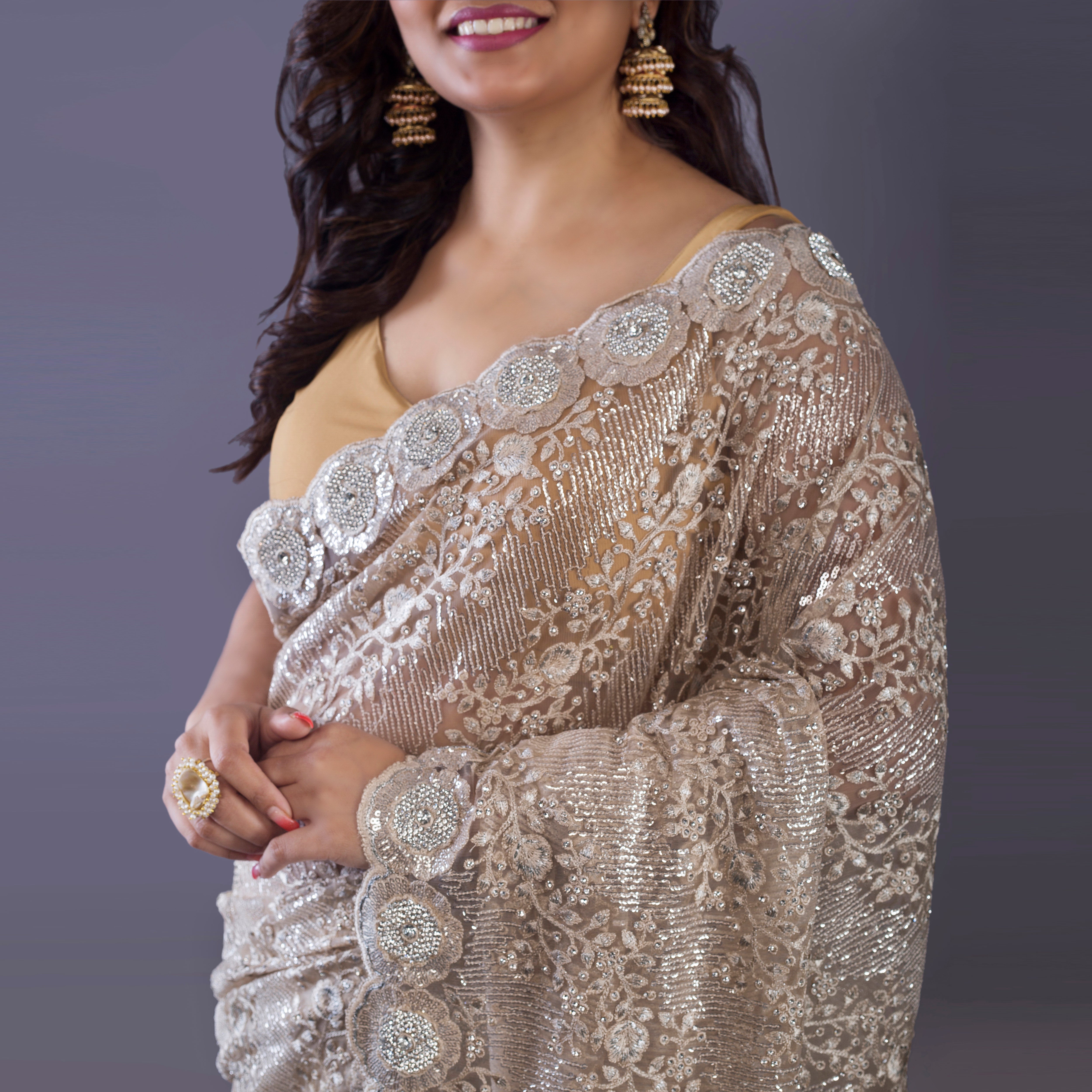 chantily lace saree Secondary image