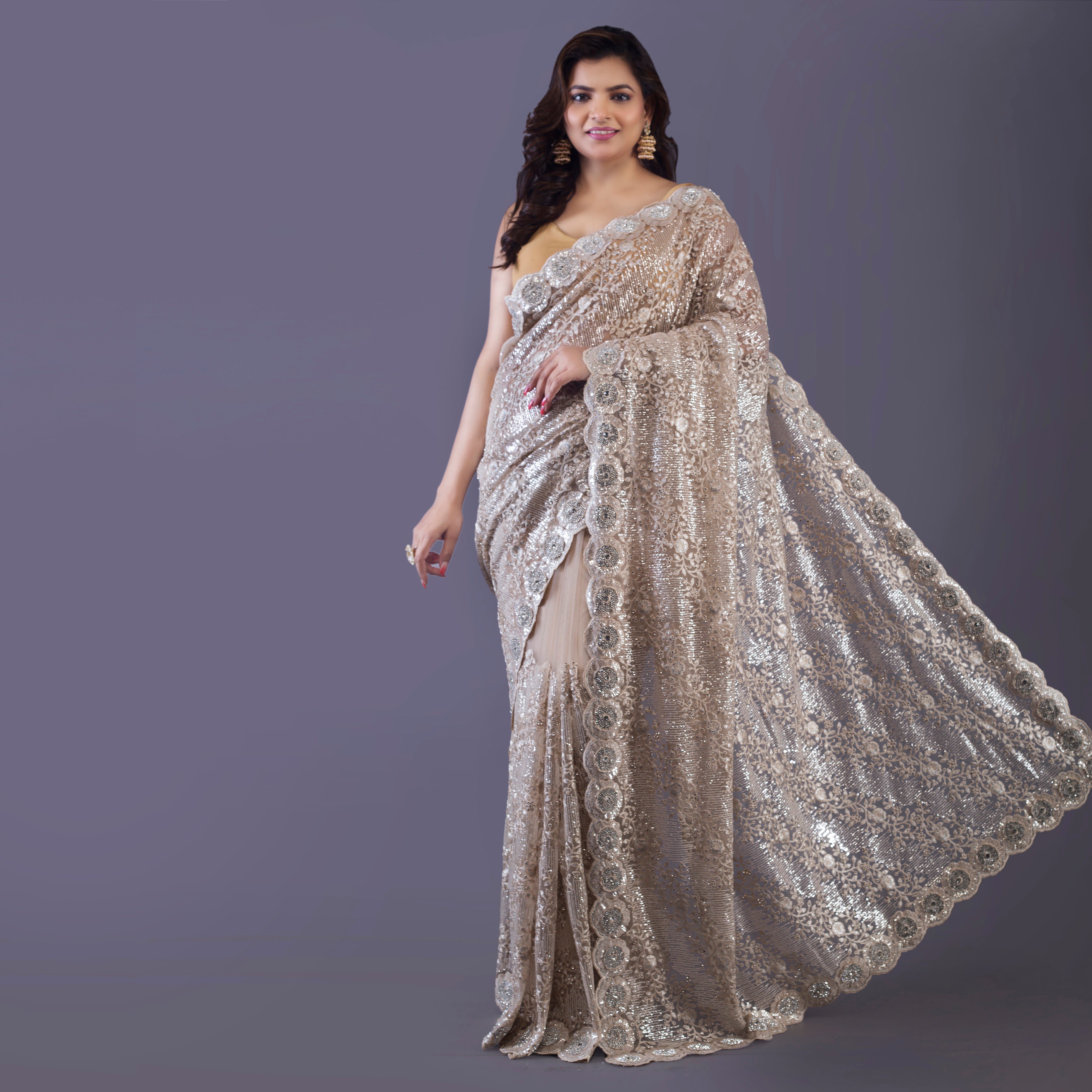 chantily lace saree