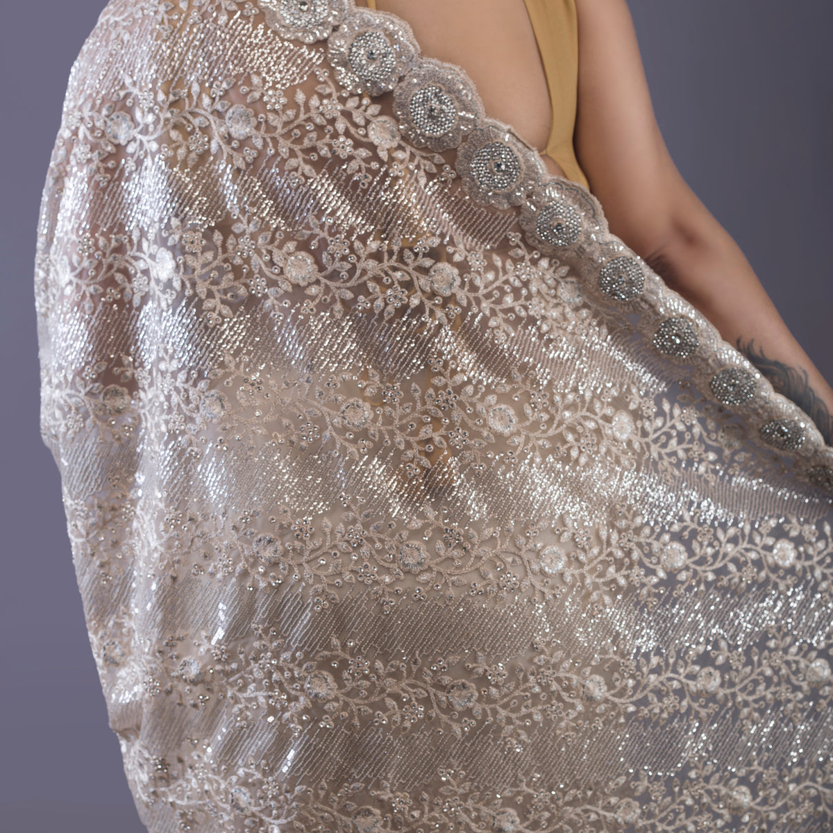 chantily lace saree