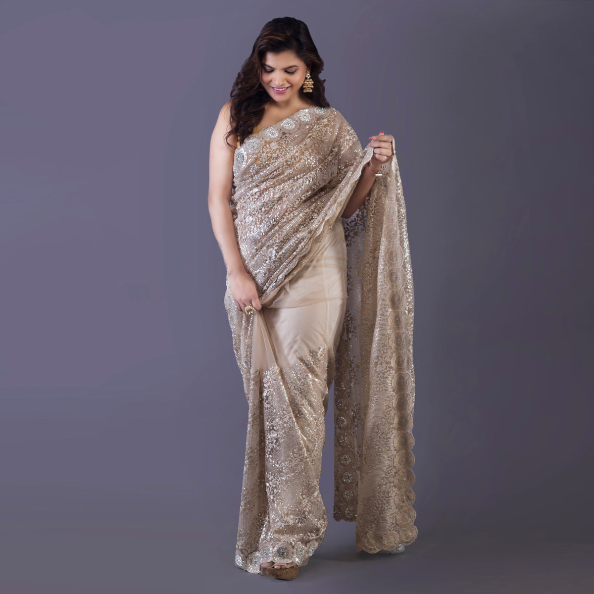 chantily lace saree