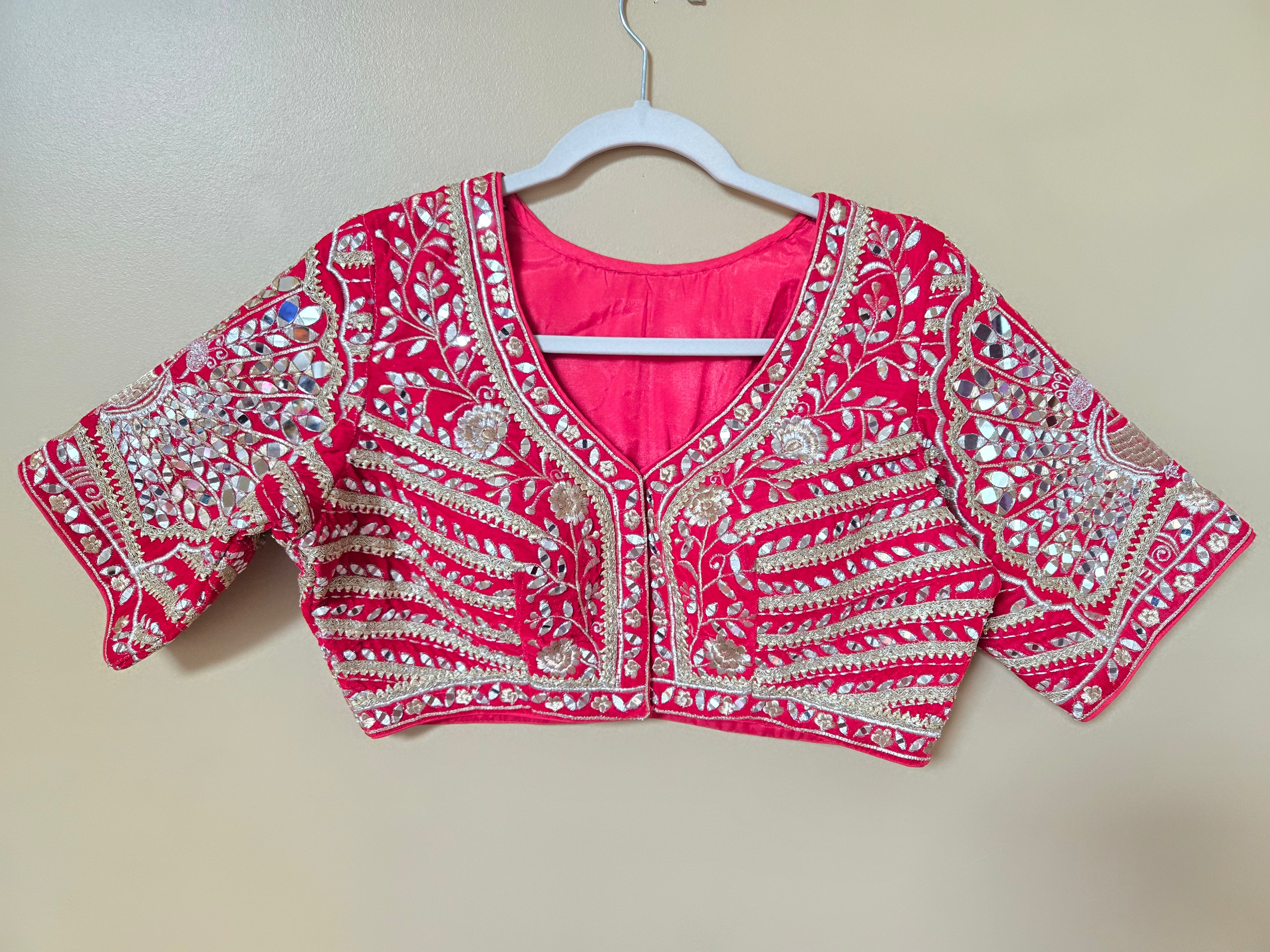 Heavy Embroidered blouse with Mirror work