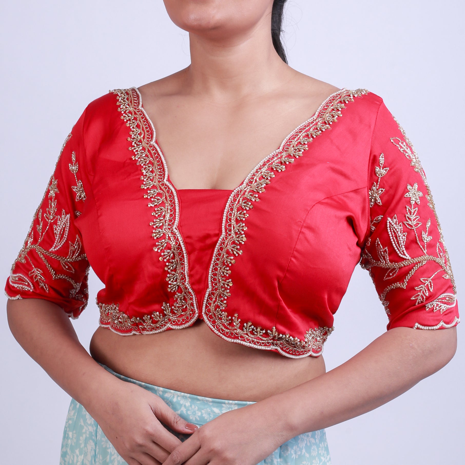 Silk Blouse with Gold hand embroidery