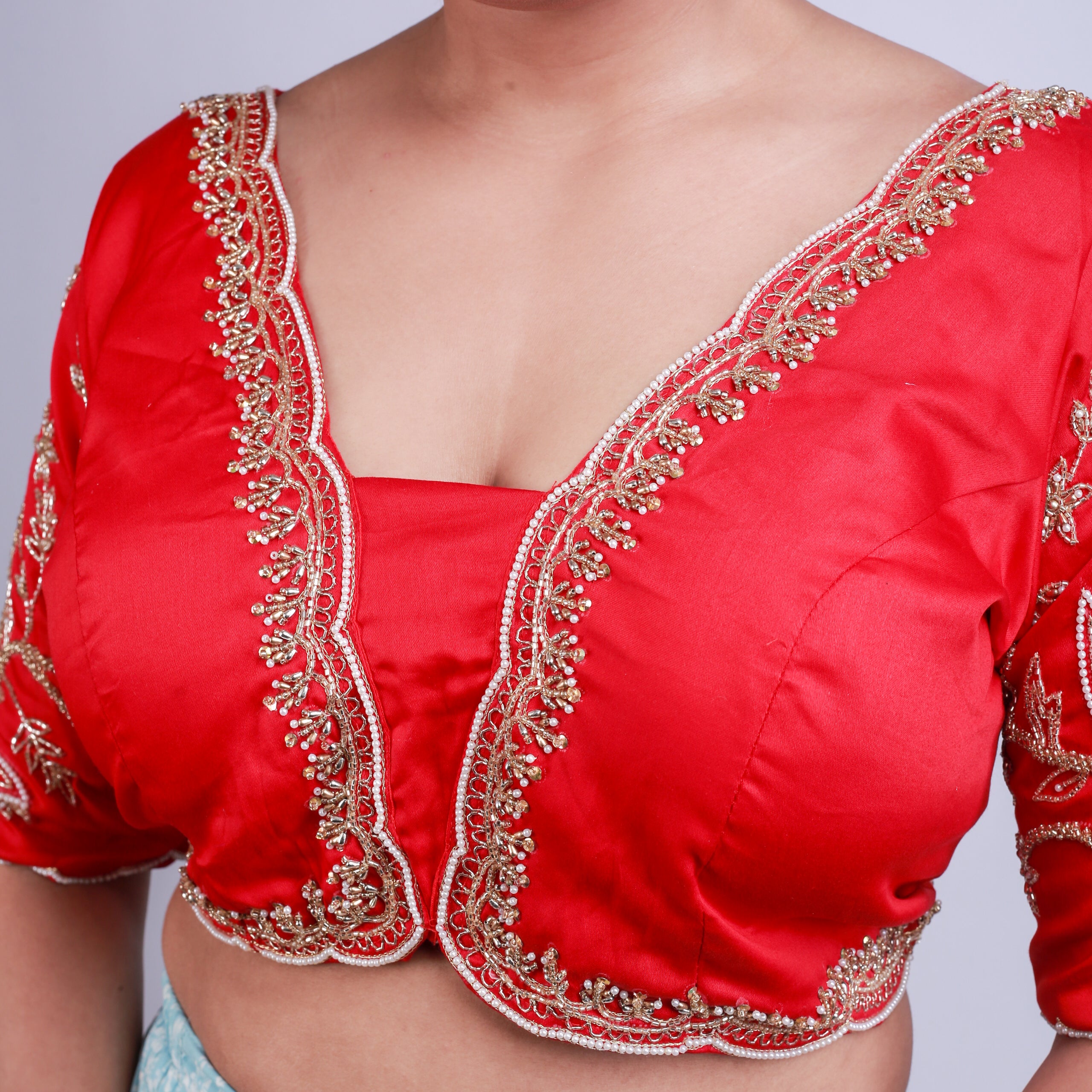 Silk Blouse with Gold hand embroidery