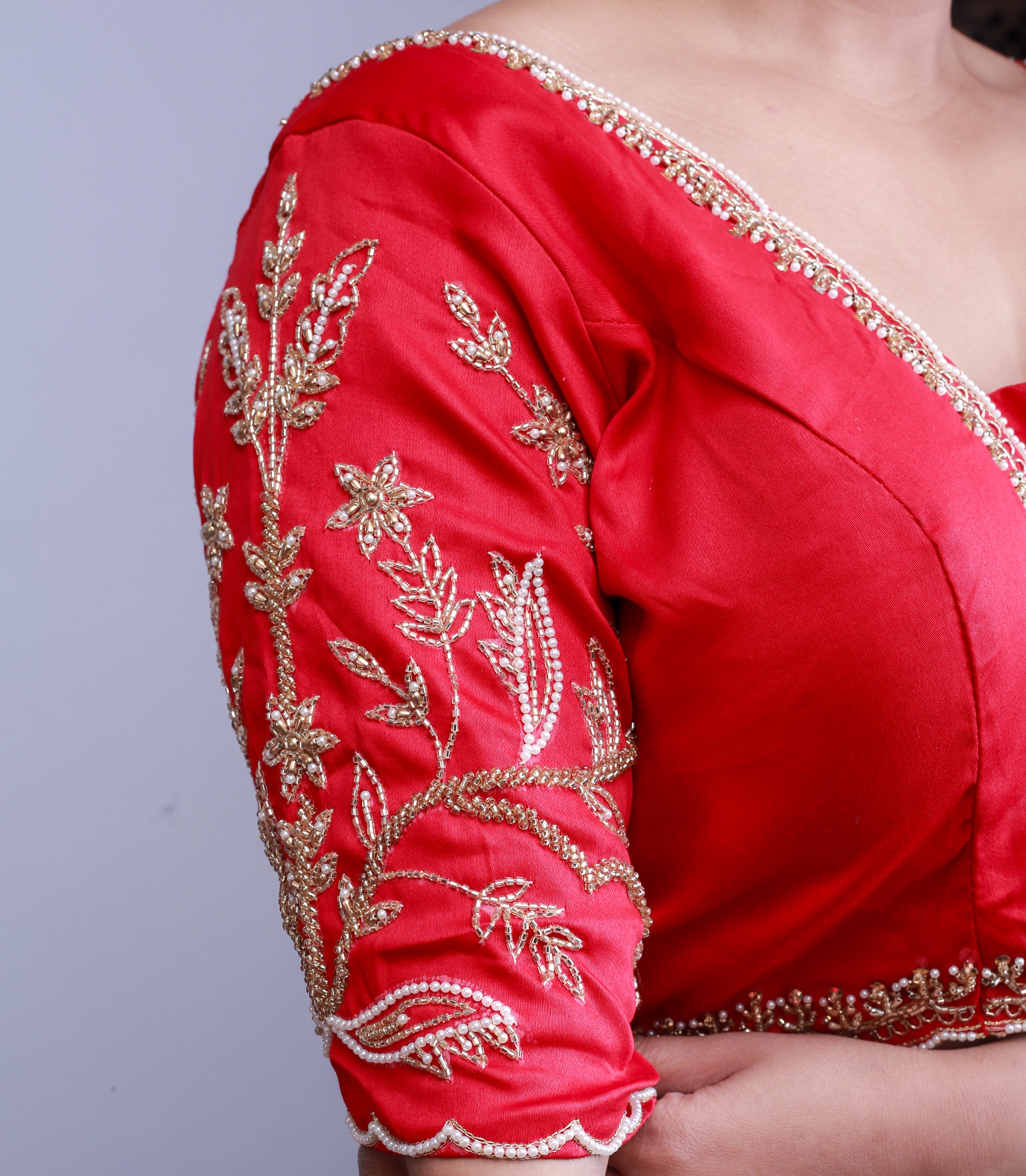 Silk Blouse with Gold hand embroidery