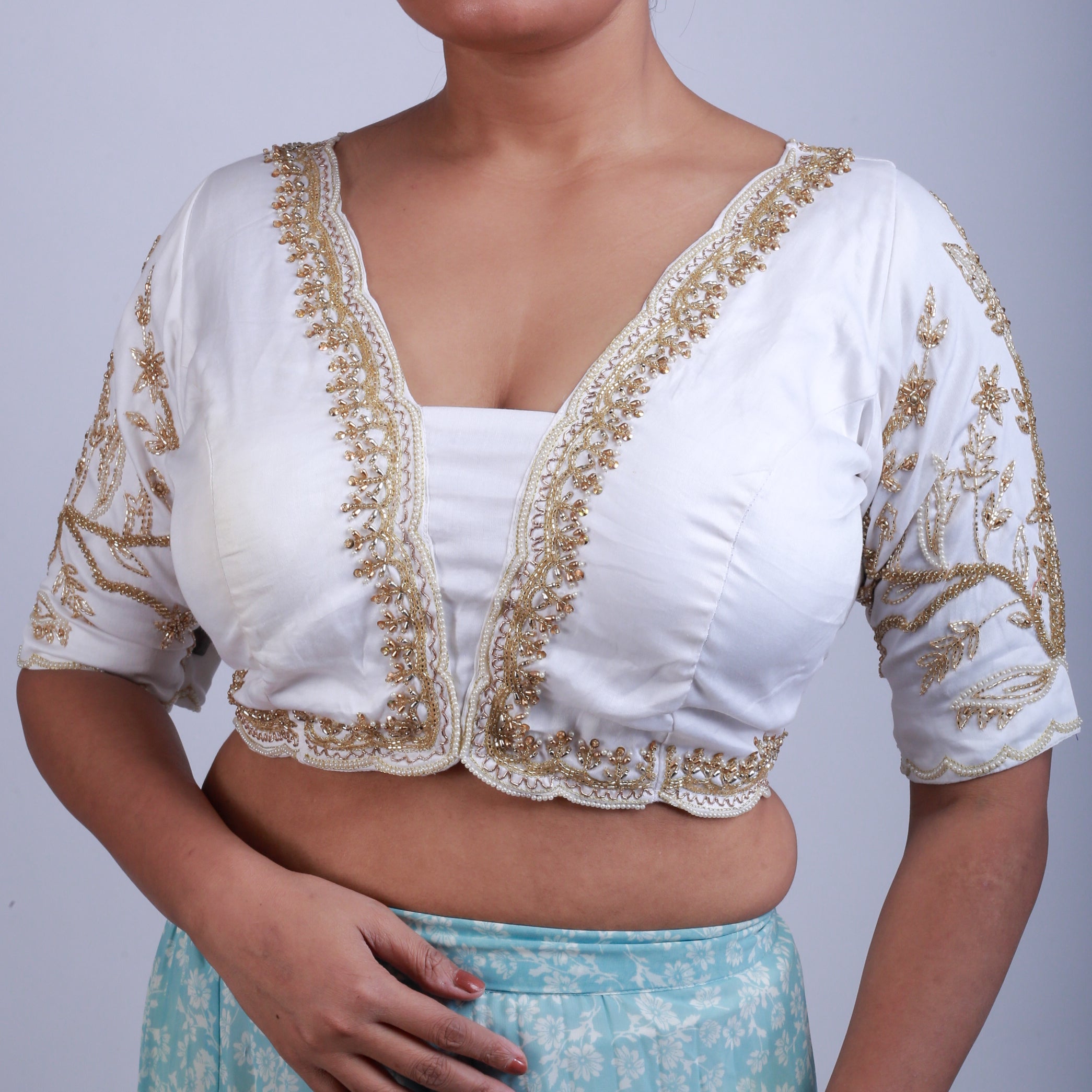 Silk Blouse with Gold hand embroidery