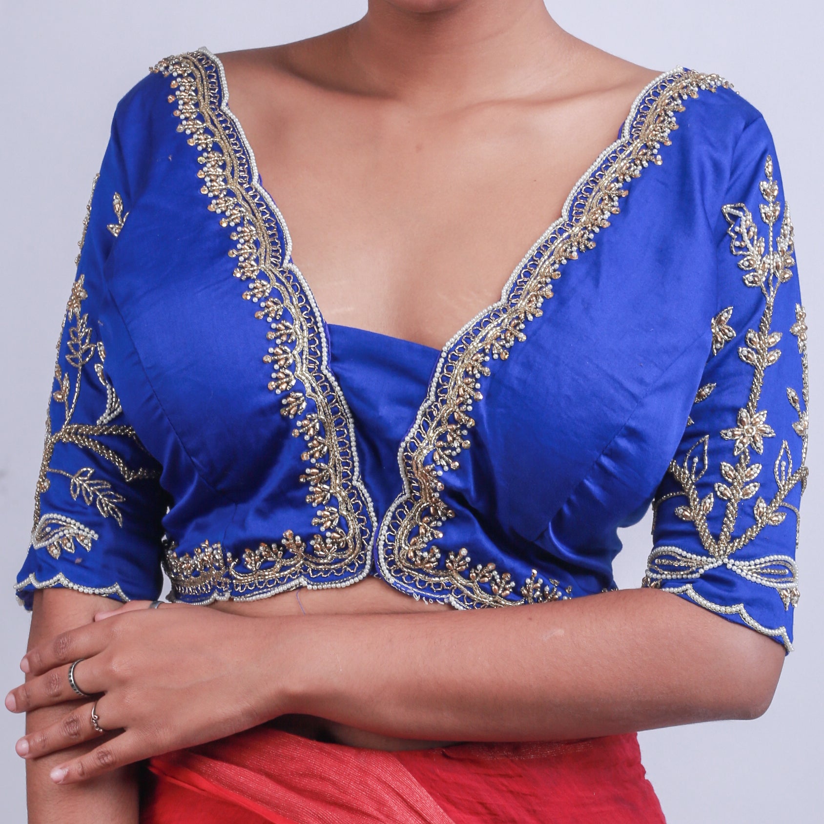 Silk Blouse with Gold hand embroidery