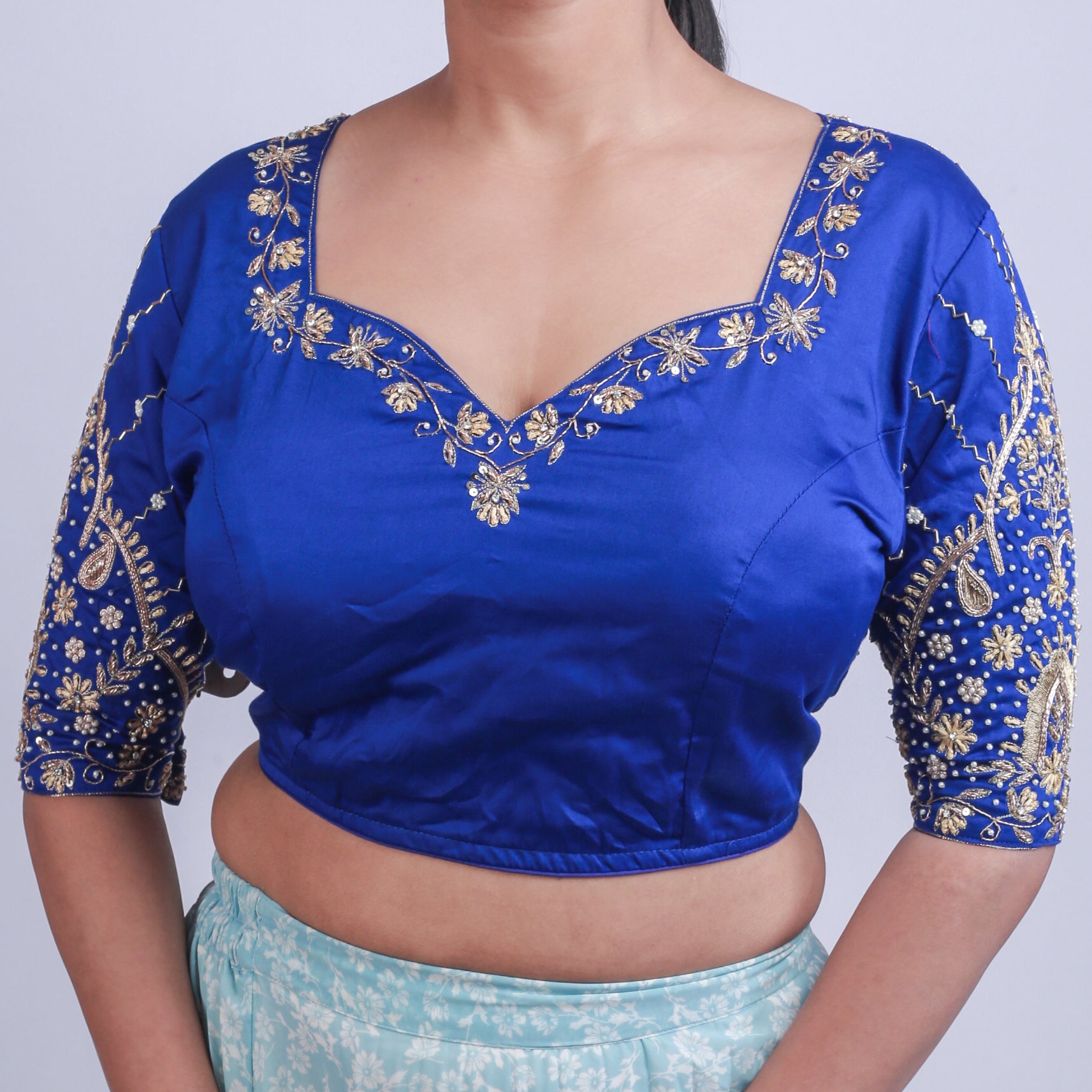 Silk Blouse with Gold hand embroidery