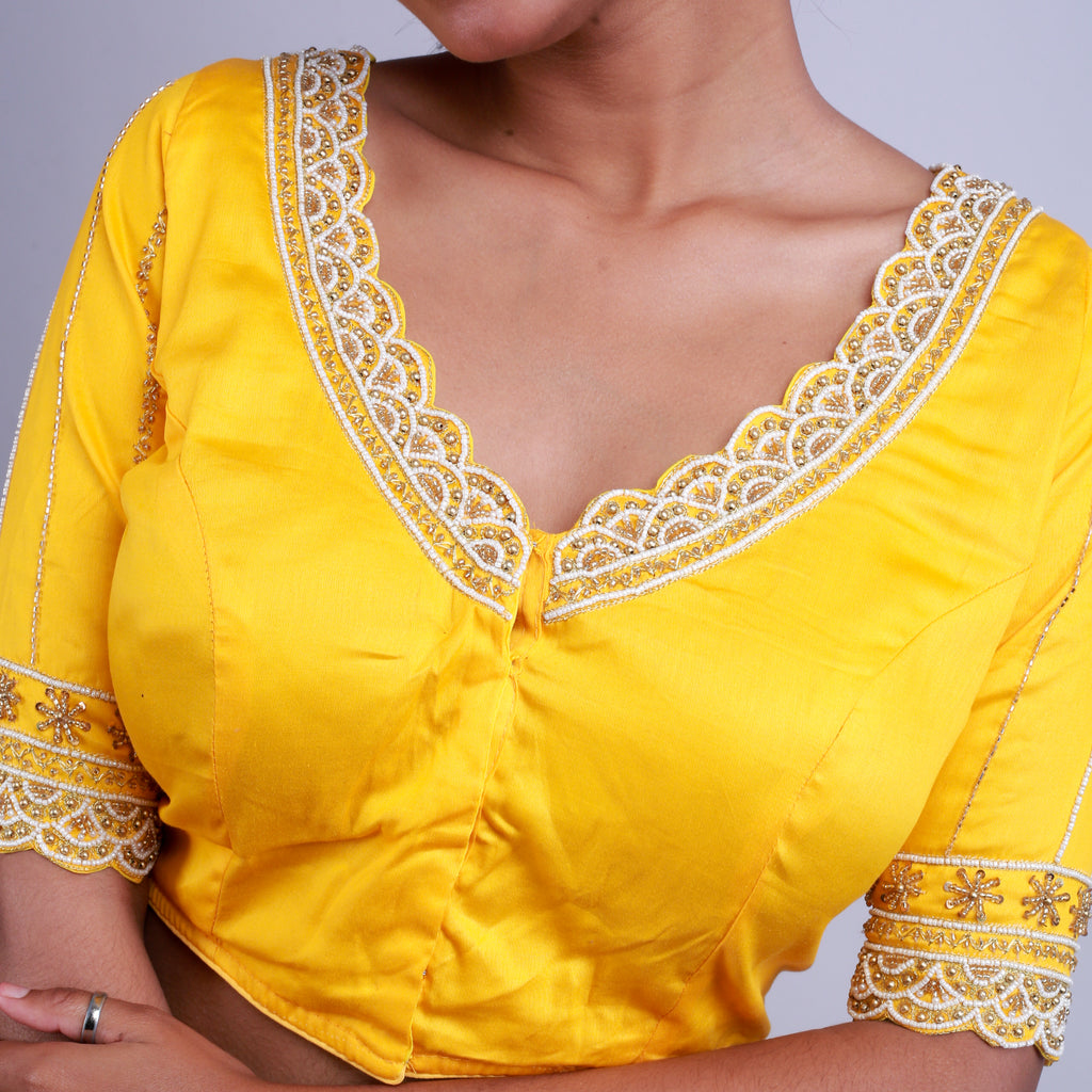 Silk with Pearl work