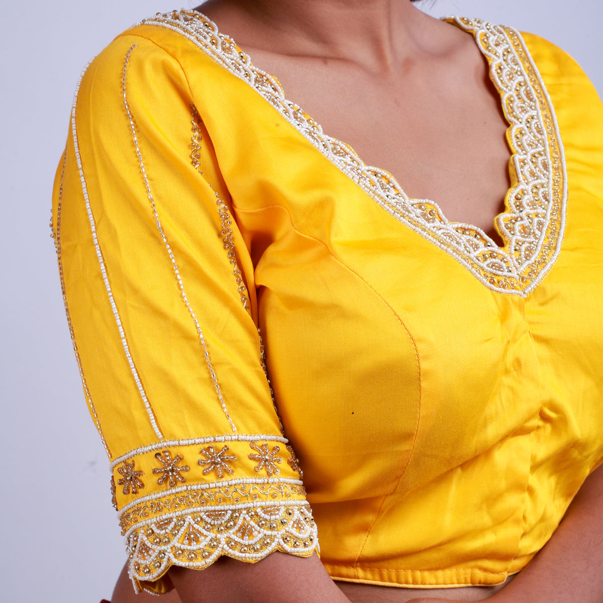 Silk with Pearl work