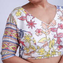 Silk with kantha Work