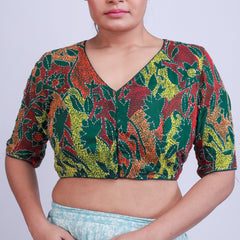 Silk with kantha Work