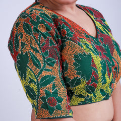 Silk with kantha Work