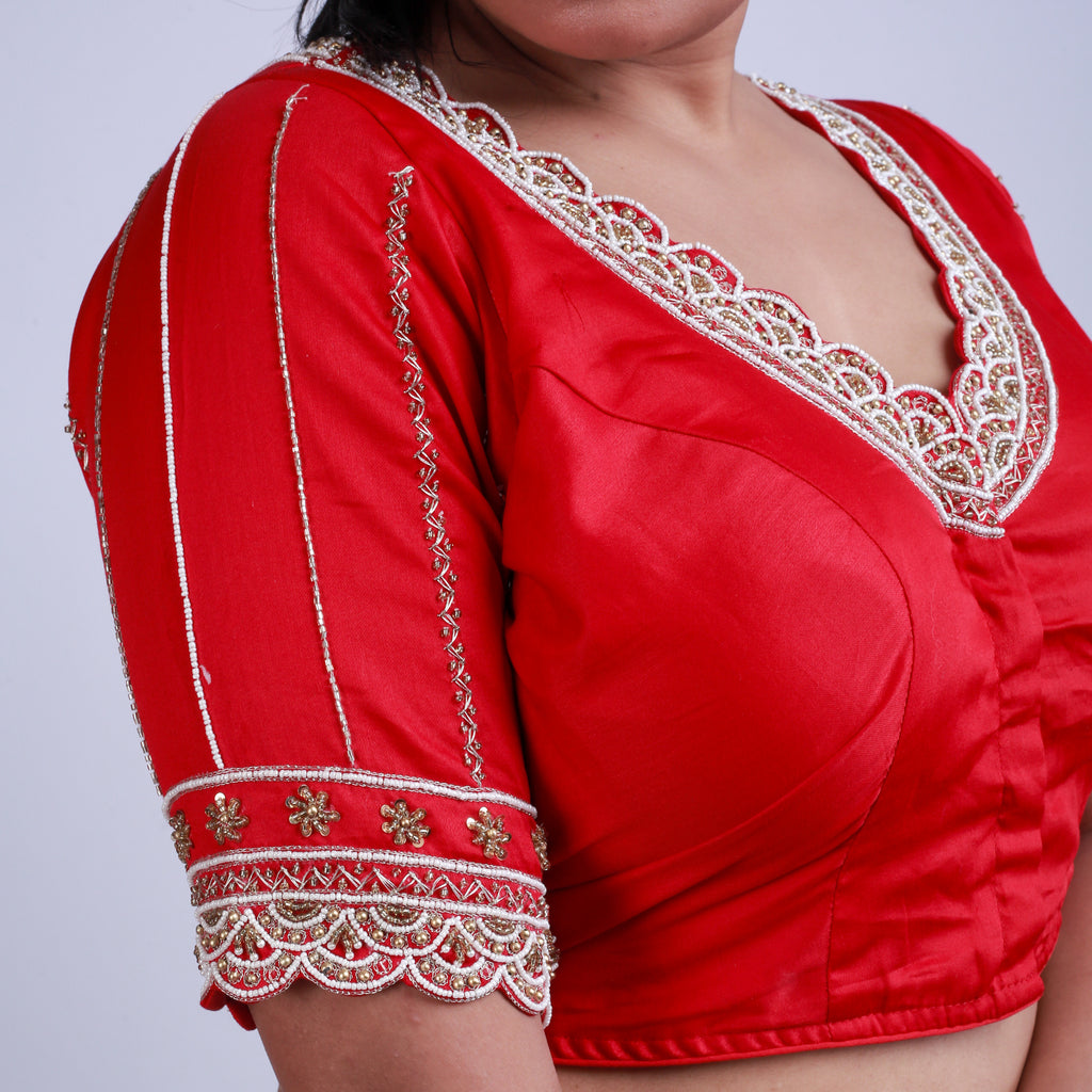 Silk with Pearl work