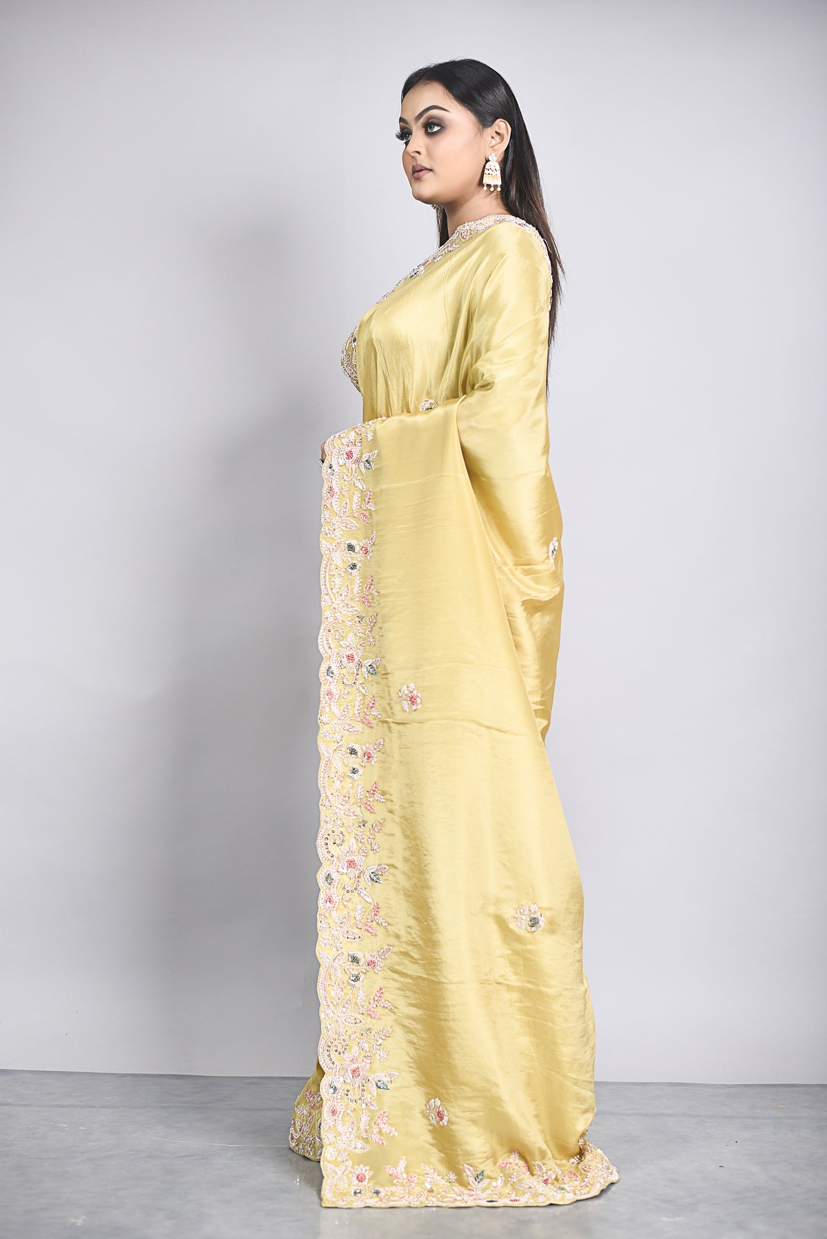 Yellow Tissue Organza Saree Main image