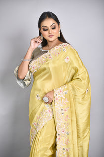 Yellow Tissue Organza Saree